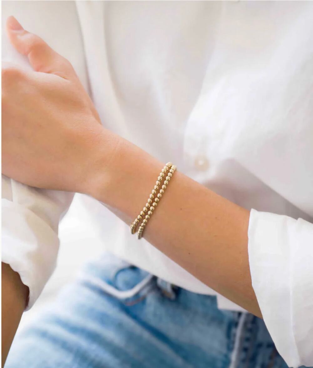 NWT Zoe Lev 4mm Gold Bead Bracelet in Gold Vermeil